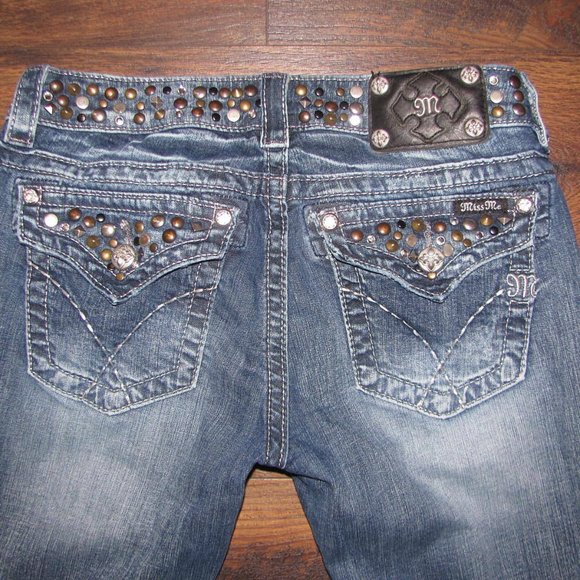 Miss Me Jeans Size 28 Signature Cuffed Capri studded embellished distressed - Picture 8 of 12